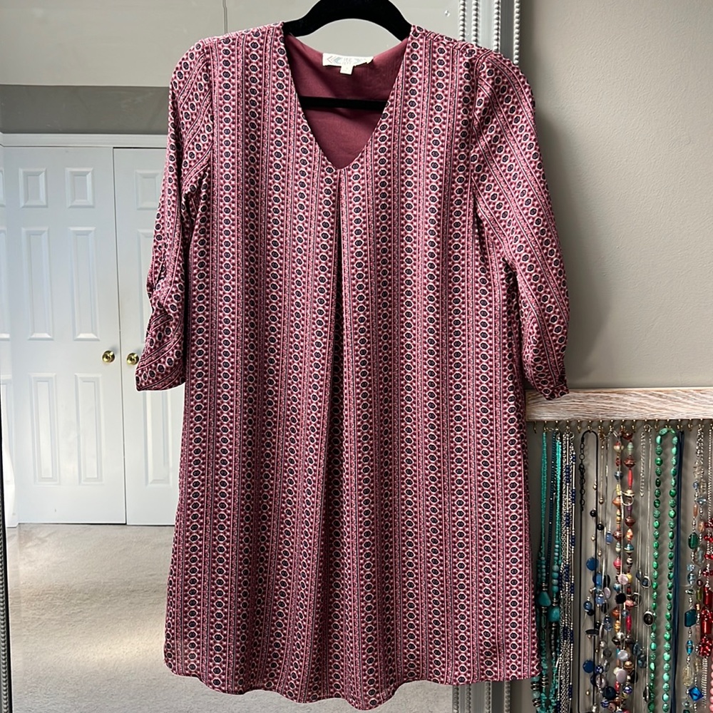 Pink Rose 3/4 sleeve dress or long top size small